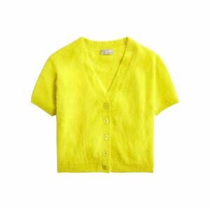 J. Crew Brushed 100% Cashmere Cardigan in Chartreuse - Large, NWT